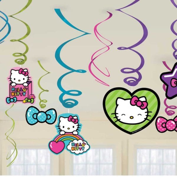 Hello Kitty Rainbow Foil Swirl Decorations