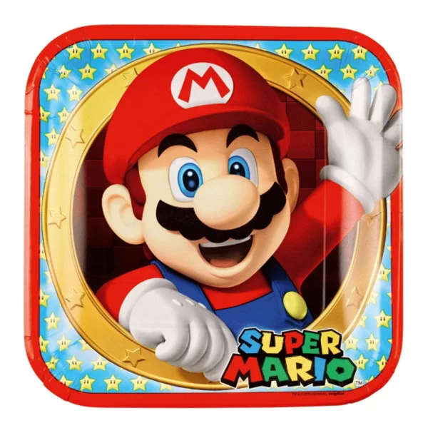 Super Mario Square Paper Plates 9in