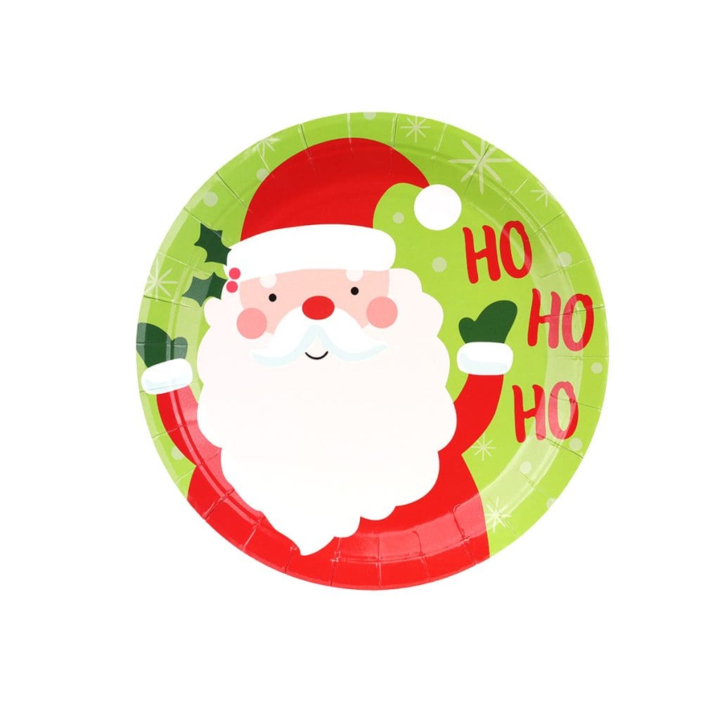 Ho Ho Ho Santa Plates Christmas Plate 9IN, 16 PCS