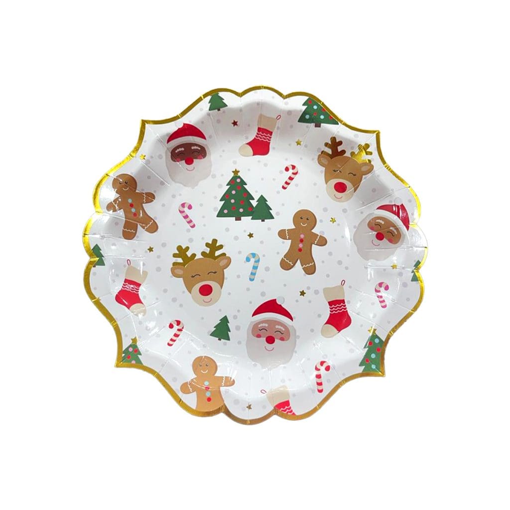 Happy Xmas Paper Plates 9in, 8pcs