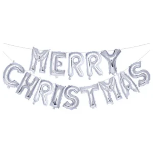 Merry Christmas Silver Alphabet Letter Foil Balloons