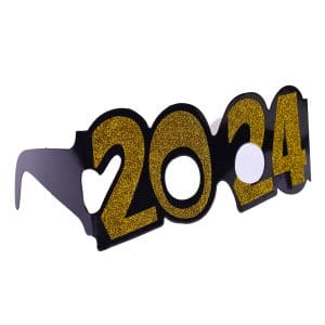 New Year Paper Golden Eyeglass 2024, 6Pcs