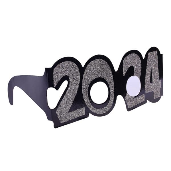 New Year Paper Silver Eyeglass 2024, 6Pcs