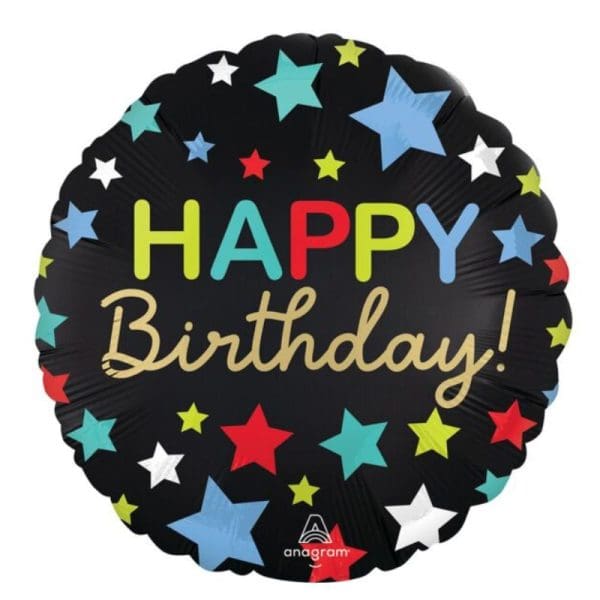 Satin Happy Birthday Stars Foil Balloon 18in