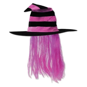 colorful witch hat with hair