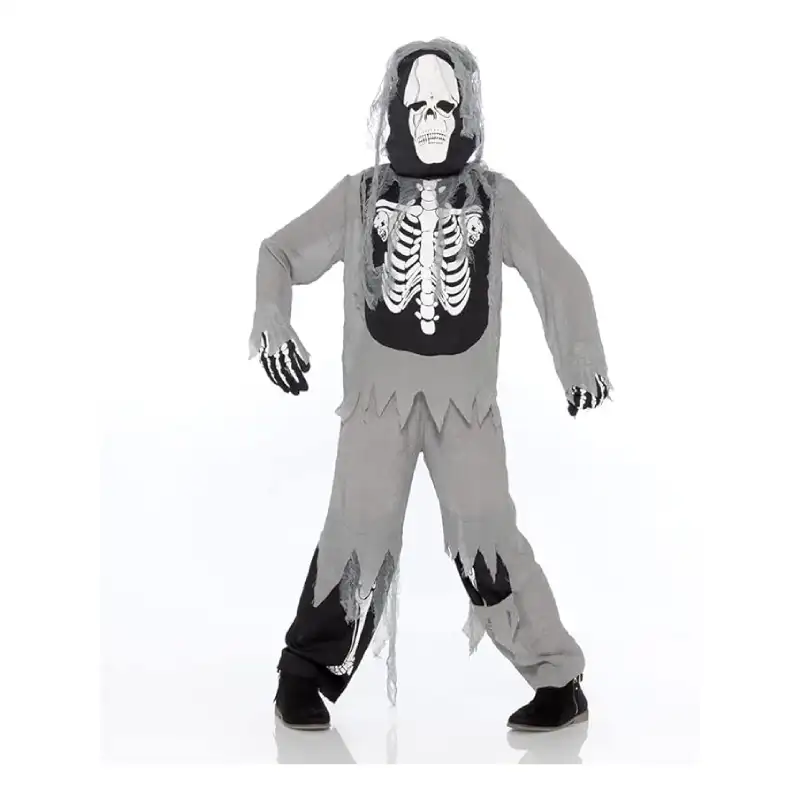 Funny Bones Ghostly Skeleton Child Halloween Costume with Skeleton and Ghost Design for Spooky Theme Parties