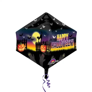 Haunted Halloween scene Anglez foil balloon for spooky party decoration