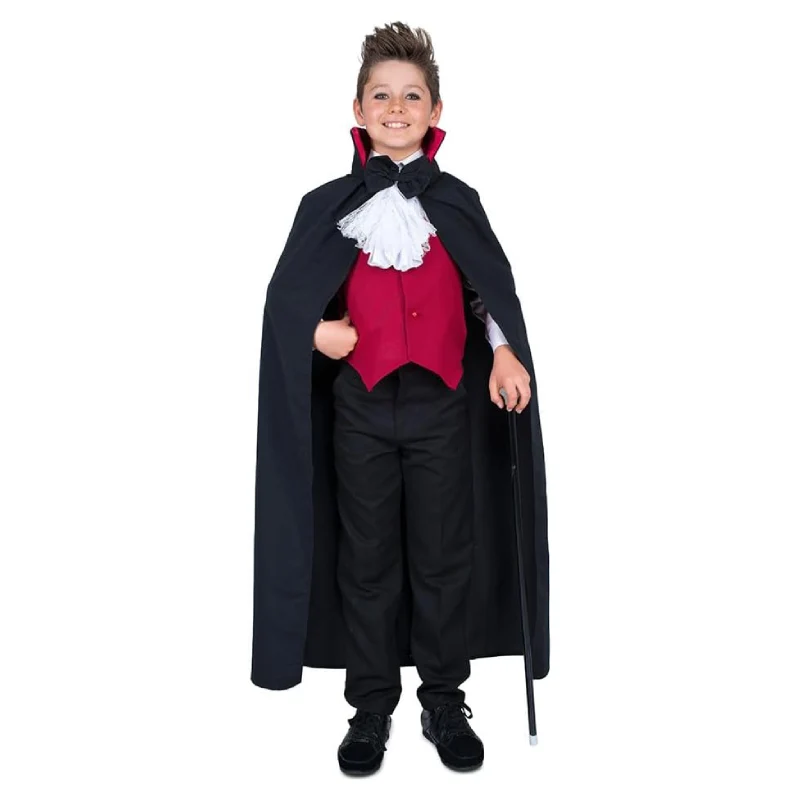 Mad Toys Dracula Vampire Costume with Cape, Waistcoat, and Necktie for Kids