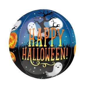 Pumpkin & Ghosts Orbz Halloween foil balloon for spooky party decoration