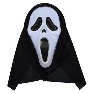 Screaming Ghost Mask Halloween Cosplay Costume for Kids, Black, One Size Fits for 6+ years