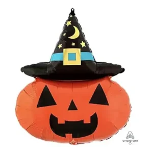 28" Witchy Pumpkin Halloween Balloon foil balloon for party decoration.