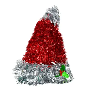 Christmas Hat Crimbo Tinsel Decoration Hanger with ribbon hook loop for walls and trees