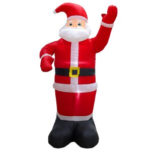 Christmas Inflatable Santa in red and white with built-in LED light, available in 120cm, 150cm, and 240cm sizes