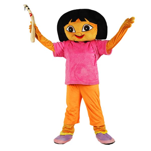 Dora Mascot Costume for hire in Dubai, UAE – Perfect for events, parties, and promotions with a trained operator included for seamless entertainment.