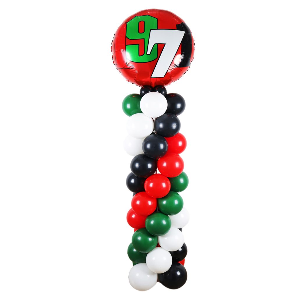 2-meter UAE National Day Balloon Pillar with national flag colors and topper for entrances and stage decoration