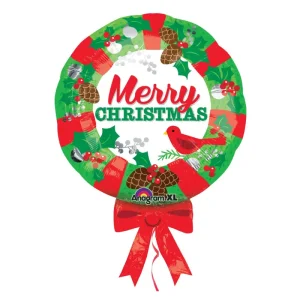 Christmas Wreath SuperShape Foil Balloon - Christmas Balloons Decoration