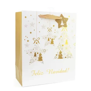 Christmas Gift Glitter Xmas Bags with Stars, Trees, and Golden Decor