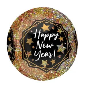 Happy New Year Gold Sparkle Orbz Foil Balloon in 15 inches, perfect for New Year balloon bunches and decorations.