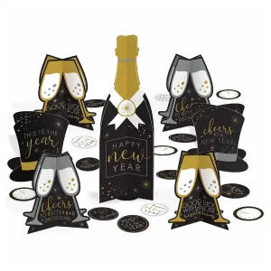 Tabletop Decorating Kit featuring bottle, hat, and glasses shapes for elegant New Year party table decorations.