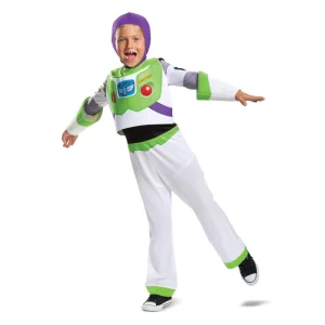 Disguise Buzz Lightyear Classic Toy Story Costume in white and green for kids under eight years old.